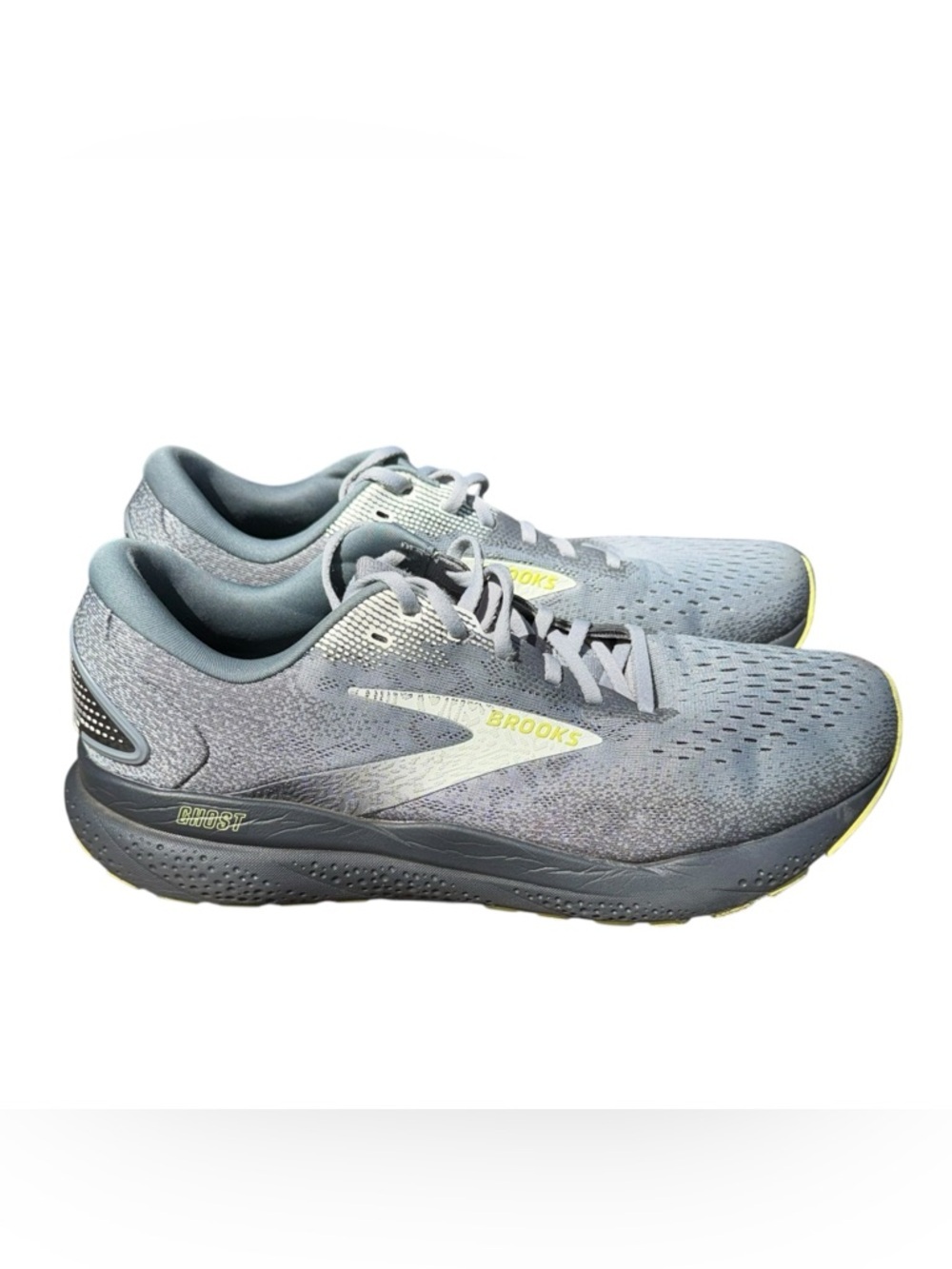 BROOKS Ghost 16 Primer Grey Lime Road Running Walking Sneakers Size 10.5 Medium - Picture 3 of 14
